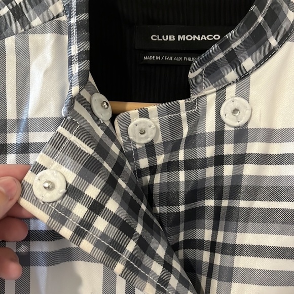 Club Monaco Blue and White Striped Trench Coat - Picture 3 of 4